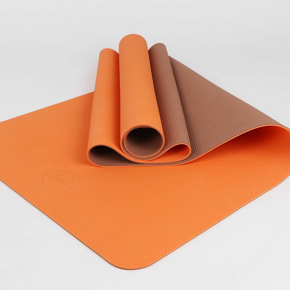 2 Tone TPE Premium Yoga Mat - Orange Brown